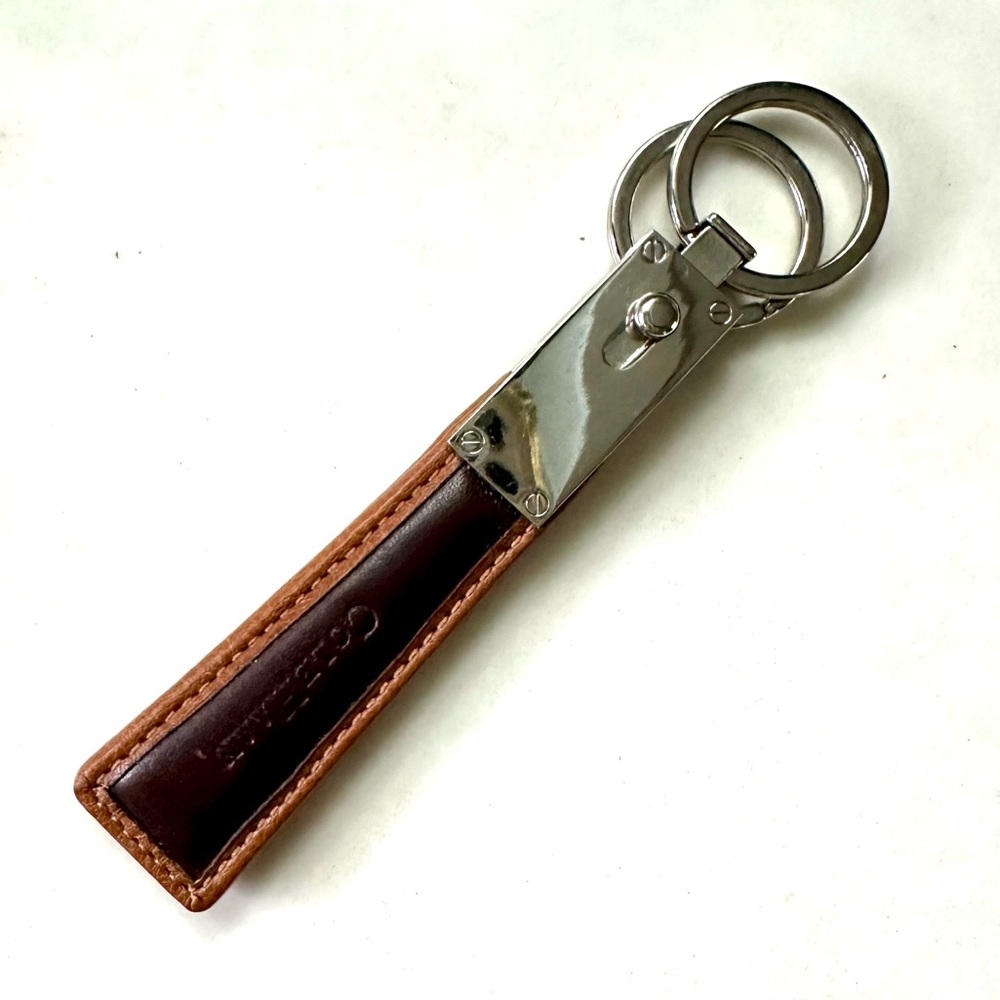 New Cole Haan Dark Brown and Tan Leather Key Holder